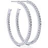 14K White Gold 2 Carat Diamond Three Quarter Hoop Earrings Image-1