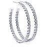 14K White Gold 3 Carat Diamond Three Quarter Hoop Earrings Image-1