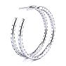 14K White Gold 3 Carat Diamond Three Quarter Hoop Earrings Image-3