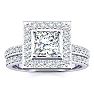 2 Carat Princess Cut Halo Diamond Bridal Set in 14k White Gold Image-1
