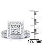 2 Carat Princess Cut Halo Diamond Bridal Set in 14k White Gold Image-4