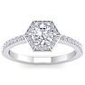 1 Carat Halo Diamond Engagement Ring In 14 Karat White Gold Image-1