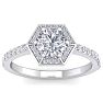 1 1/2 Carat Halo Diamond Engagement Ring In 14 Karat White Gold Image-1
