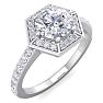 1 1/2 Carat Halo Diamond Engagement Ring In 14 Karat White Gold Image-2