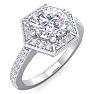 2 Carat Halo Diamond Engagement Ring In 14 Karat White Gold Image-2