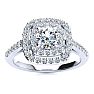 1 Carat Double Halo Diamond Engagement Ring in 14k White Gold Image-1