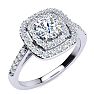 1 Carat Double Halo Diamond Engagement Ring in 14k White Gold Image-2