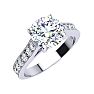 2 Carat Round Diamond Engagement Ring With 1 1/2 Carat Center Diamond In 14K White Gold Image-2