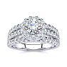 1 1/2 Carat Round Halo Diamond Engagement Ring in 14 Karat White Gold Image-1