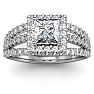 2 Carat Elegant Princess Cut Halo Diamond Engagement Ring in 14k White Gold Image-1