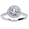 1 Carat Round Halo Diamond Engagement Ring in 14K White Gold. Very Popular, Super Beautiful, Classically Elegant
 Image-1