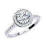 1 Carat Round Halo Diamond Engagement Ring in 14K White Gold. Very Popular, Super Beautiful, Classically Elegant
 Image-2