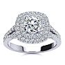 1 Carat Double Halo Diamond Engagement Ring in 14 Karat White Gold Image-1