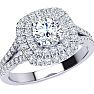 1 Carat Double Halo Diamond Engagement Ring in 14 Karat White Gold Image-2