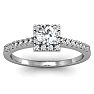 Cheap Engagement Rings, 1/2 Carat Square Halo, Round Diamond Engagement Ring in 14k White Gold