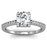 1 Carat Square Halo With Round Brilliant Solitaire Diamond Engagement Ring in White Gold Image-1