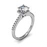 1 Carat Square Halo With Round Brilliant Solitaire Diamond Engagement Ring in White Gold Image-2