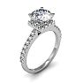 2 Carat Square Halo, Round Diamond Engagement Ring in 14k White Gold Image-2