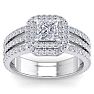 2 Carat Princess Shape Double Halo Diamond Engagement Ring In 14 Karat White Gold Image-1