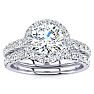 2 Carat Round Floating Halo Diamond Bridal Set in 14k White Gold. Our Most Popular 2ct Round Brilliant Bridal Set! Image-1