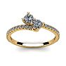 1/2 Carat Two Stone Diamond Bonded Love Ring In 14K Yellow Gold Image-1