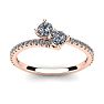 1/2 Carat Two Stone Diamond Bonded Love Ring In 14K Rose Gold Image-1