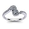 1/2 Carat Two Stone Diamond Swirl Ring In 14K White Gold Image-1
