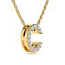 Letter C Diamond Initial Necklace In 14K Yellow Gold With 13 Diamonds Image-2