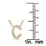 Letter C Diamond Initial Necklace In 14K Yellow Gold With 13 Diamonds Image-4