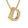 Letter D Diamond Initial Necklace In 14K Yellow Gold With 13 Diamonds Image-2
