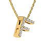 Letter F Diamond Initial Necklace In 14K Yellow Gold With 13 Diamonds Image-2