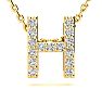 Letter H Diamond Initial Necklace In 14K Yellow Gold With 13 Diamonds Image-1