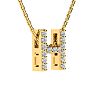 Letter H Diamond Initial Necklace In 14K Yellow Gold With 13 Diamonds Image-2