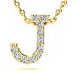 Letter J Diamond Initial Necklace In 14K Yellow Gold With 13 Diamonds Image-1