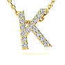Letter K Diamond Initial Necklace In 14K Yellow Gold With 13 Diamonds Image-1