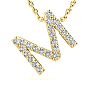 Letter M Diamond Initial Necklace In 14K Yellow Gold With 13 Diamonds Image-1
