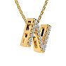 Letter N Diamond Initial Necklace In 14K Yellow Gold With 13 Diamonds Image-2