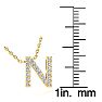 Letter N Diamond Initial Necklace In 14K Yellow Gold With 13 Diamonds Image-4