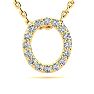 Letter O Diamond Initial Necklace In 14K Yellow Gold With 13 Diamonds Image-1