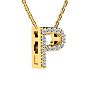 Letter P Diamond Initial Necklace In 14K Yellow Gold With 13 Diamonds Image-2