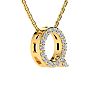 Letter Q Diamond Initial Necklace In 14K Yellow Gold With 13 Diamonds Image-2