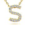 Letter S Diamond Initial Necklace In 14K Yellow Gold With 13 Diamonds Image-1