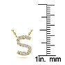 Letter S Diamond Initial Necklace In 14K Yellow Gold With 13 Diamonds Image-4