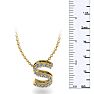 Letter S Diamond Initial Necklace In 14K Yellow Gold With 13 Diamonds Image-6
