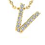 Letter V Diamond Initial Necklace In 14K Yellow Gold With 13 Diamonds Image-1
