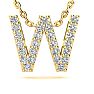 Letter W Diamond Initial Necklace In 14K Yellow Gold With 13 Diamonds Image-1