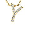Letter Y Diamond Initial Necklace In 14K Yellow Gold With 13 Diamonds Image-1