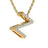 Letter Z Diamond Initial Necklace In 14K Yellow Gold With 13 Diamonds Image-2