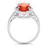 2.75ct Oval Created Padparadscha Sapphire and Diamond Halo Ring  Image-2