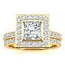 2 Carat Princess Cut Halo Diamond Bridal Set in 14k Yellow Gold Image-1